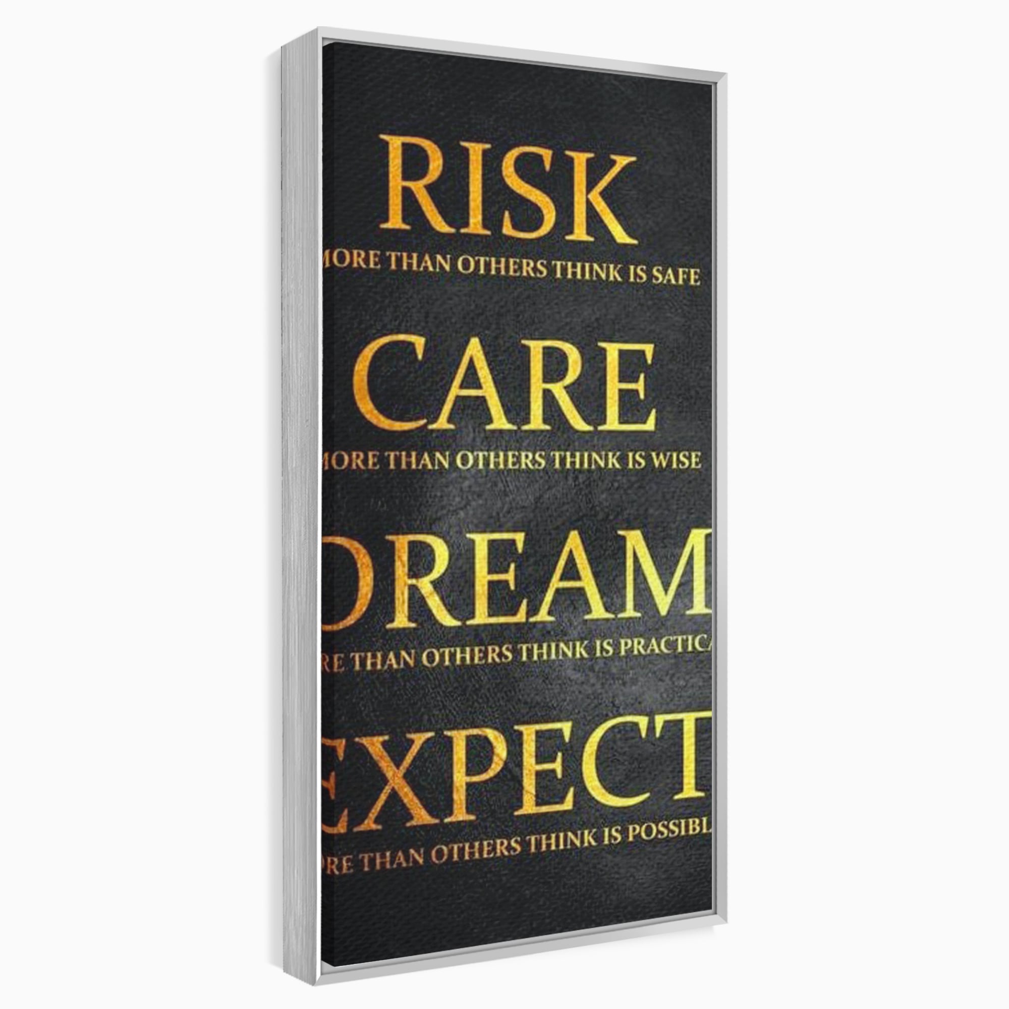 Tablou canvas cu tablou canvas cu citat motivational, in rama de aluminiu argintiu